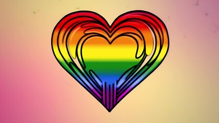 Stylized Rainbow Heart with Abstract Shapes Animation on Gradient Background Symbolizes Love Equality and Pride Month Celebrations - Powered by Adobe