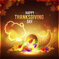 templeate of a flyer or poster for happy thanksgiving dat celebration