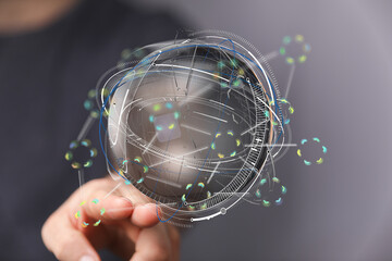 Abstract futuristic digital globe.  Networking, technology, innovation, and global connection...