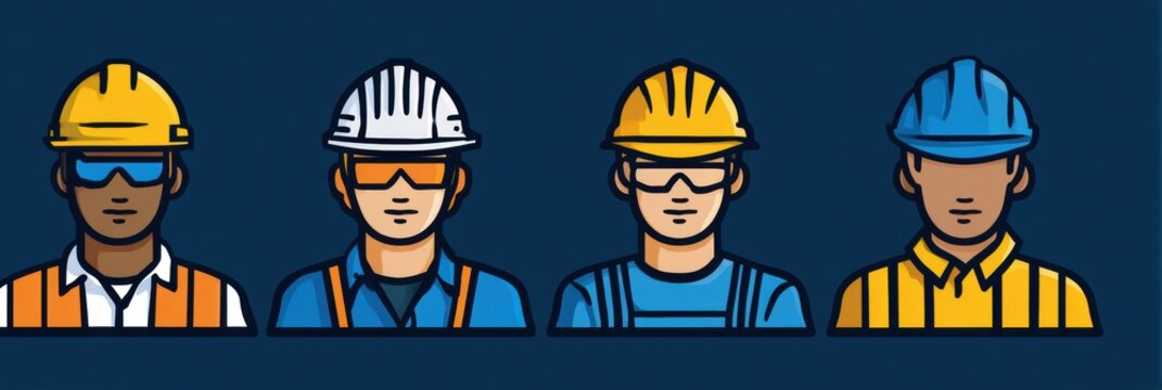 Workers in Safety Helmets Engaged in Tasks Representative of a Safe Work Environment in an Industrial Setting During Daytime