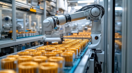 Fully Automated Modern PCB Assembly Line Equipped with Advanced High Precision Robot Arms