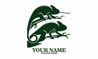 Illustration vector a chameleon flicking its tongue, chameleon flicking its tongue icon design, chameleon flicking its tongue logo art