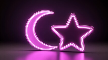 Obraz premium Neon moon and star