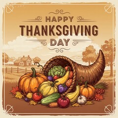 templeate of a flyer or poster for happy thanksgiving dat celebration