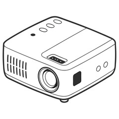 Fototapeta premium Portable projector, mini size with a bright lamp, on a clean white background.
