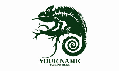 Illustration vector a chameleon flicking its tongue, chameleon flicking its tongue icon design, chameleon flicking its tongue logo art