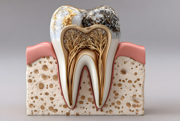 Toth restoration with filling. Tooth 3D illustration.