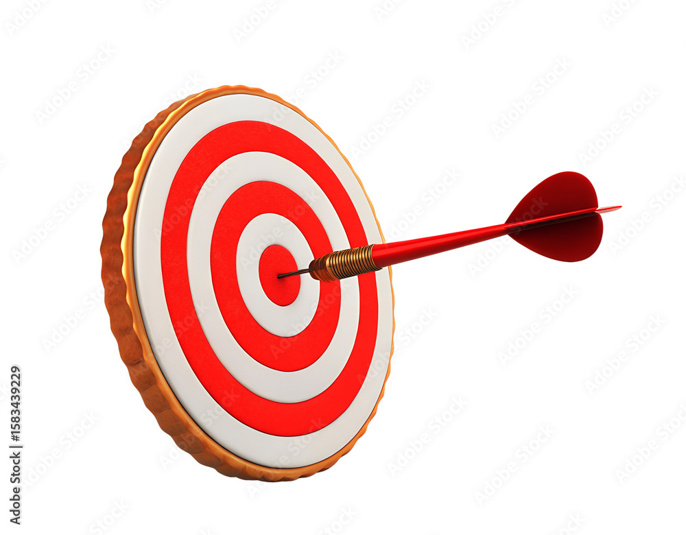 Fototapete 3d illustration rendering of dart on target and word text goal achieved