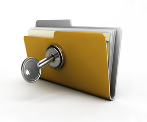 3d illustration rendering of isolated transparent folder with lock icon