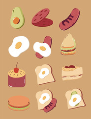Cute Hand Drawn Food Set – Breakfast and Snack Collection