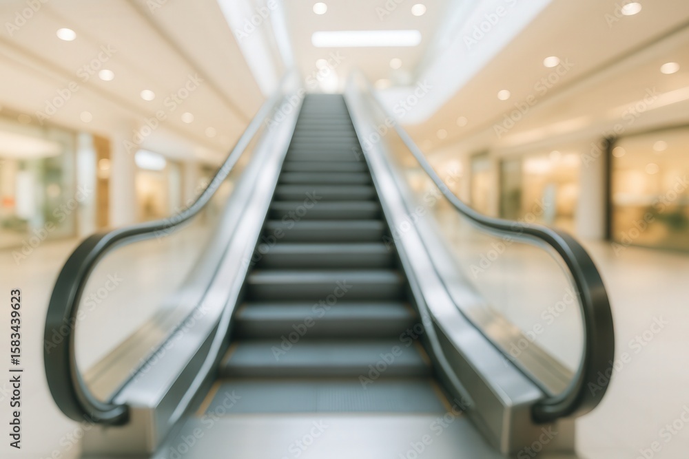 Poster blurred escalator in shopping mall with motion effect creating dynamic and modern background