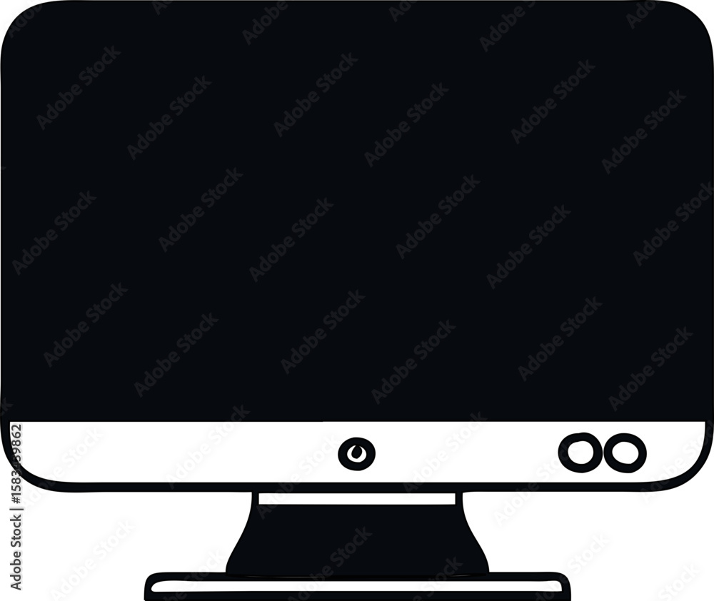 Poster silhouette vector of computer display monitor screen for tech branding and app uis tv, lcd, led.