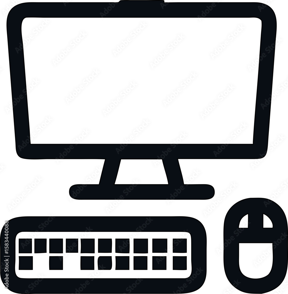 Poster clean vector icon of a desktop pc for web use and software ui. computer, line vector, mouse, screen,