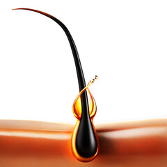 3d illustration rendering of isolated transparent Hair Strand with gel oil