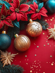 Copy-space for text. The concept of Christmas and New Year holidays. Christmas and New Year decoration