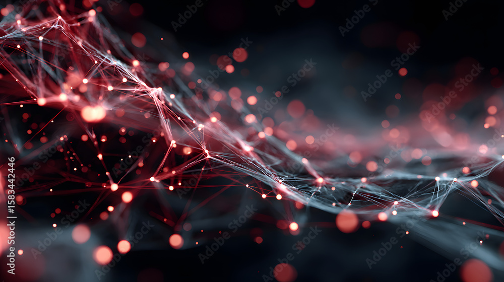 Poster abstract network illuminated nodes digital connections futuristic technology
