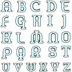 Light Blue Uppercase Alphabet Letters
