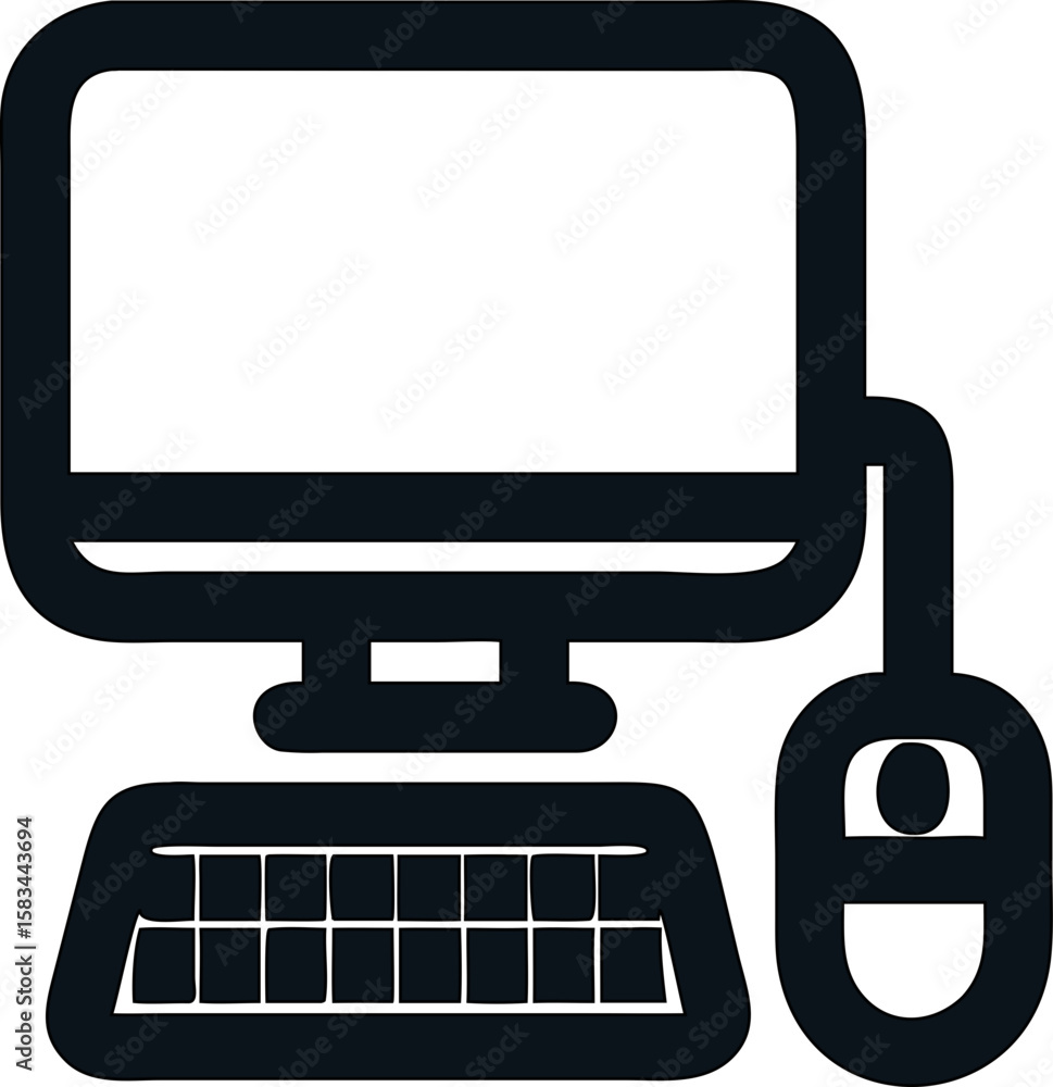 Poster desktop computer icon in flat vector style for digital use.