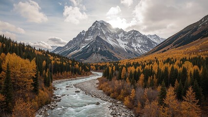 Scenic autumn vista of a mountainous area