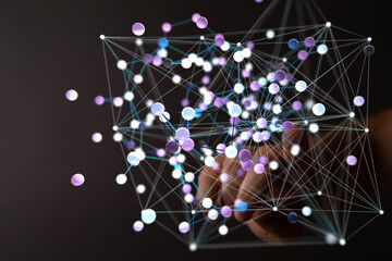 Abstract image of a network connection, data points, and interconnectivity. Ideal for technology,...