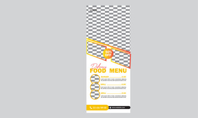 Corporate minimal food rollup banner design template 