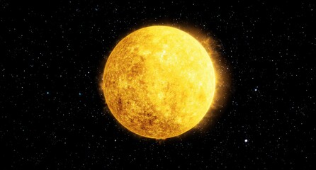 Obraz premium Sun, blazing hot, in star-strewn night