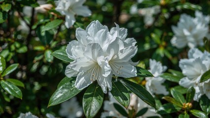 Obraz premium Azaleas, flowering plants in the Rhododendron genus, consist mainly of evergreen Tsutsuji and deciduous Pentanthera sections.