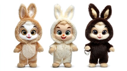 Fototapeta premium Plush Bunny Costume Dolls for Kids’ Decor & Toy Collection Projects