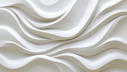 Obraz premium A 3D-rendered abstract wallpaper background featuring intricate white wavy lines, creating a fluid, undulating texture. Minimalist and modern design with soft curves, light shadows