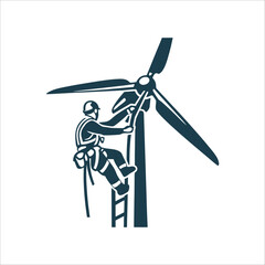 Wind Turbine Technician Icon, Renewable Energy Concentrated solar power tower