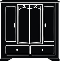 wardrobe, cloth storage silhouette vector illustration