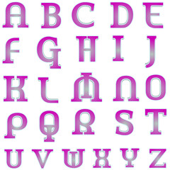 Full Alphabet Set in Vibrant Pink and Light Purple
