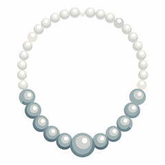 Classic Pearl Necklace with Round Beads on White Background – Elegant Jewelry Vector Illustration, Timeless Accessory Design, Luxury Fashion, Wedding, Bridal, Minimalist Style, Isolated Graphic
