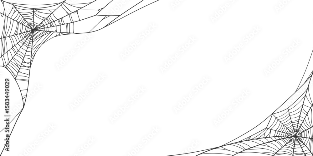 Poster halloween cobweb frame border, spider web vector isolated on transparent background. vector eps