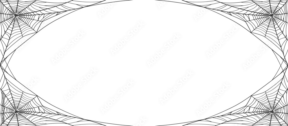 Wall mural halloween cobweb frame border, spider web vector isolated on transparent background. vector eps
