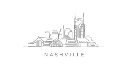 Naklejka premium Nashville Skyline with Tennessee Minimalist Cityscape.