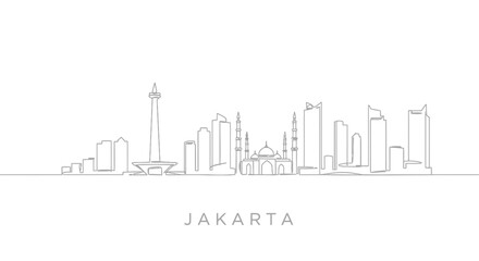 Obraz premium Jakarta Skyline with Indonesia Minimalist Vector.
