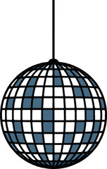 Stylish blue and white checkered disco ball, perfect for party invitations, retro designs, and vibrant music event graphics, symbolizing celebration and fun.