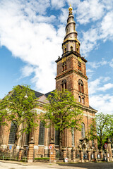 Our Saviour's Church with its famous spire in Copenhagen