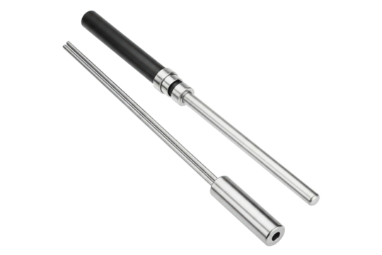 Precision metal depth gauge measurement tool for machinists isolated on a transparent background