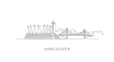 Fototapeta premium Vancouver Skyline Line Art Vector Cityscape.