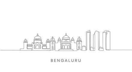 Obraz premium Bengaluru Skyline Minimalist Illustration.