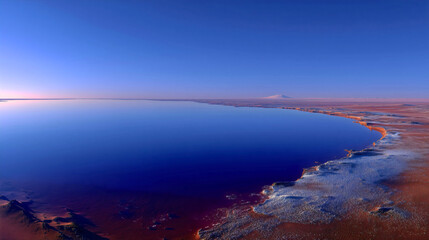 A vast lake located in the universe on the red planet, as a sign of the possibility of life water on Mars.