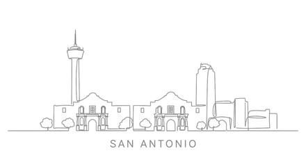 San Antonio Skyline with Texas, and Minimalist Outline.