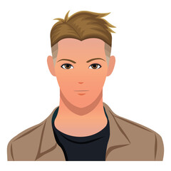 Cool man avatar with modern undercut hairstyle in flat vector style. Great for profile icons, app design, male characters, branding visuals, and digital illustrations.