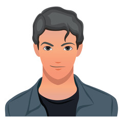 Cool man avatar in modern flat vector style, featuring trendy short hairstyle and casual outfit. Ideal for profile icons, app UI, business avatars, and male illustrations.