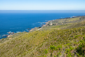 A breathtaking coastal view from Soberanes Canyon Trailhead in Big Sur, California, reveals the...