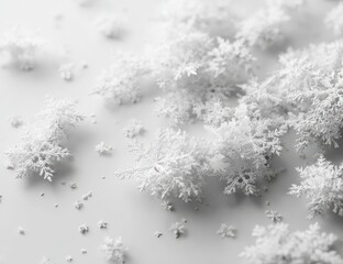 Obraz premium White snowflakes scattered on a light surface
