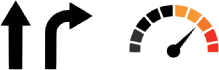 Acceleration arrow icon, turn sign, speed - stock vector
