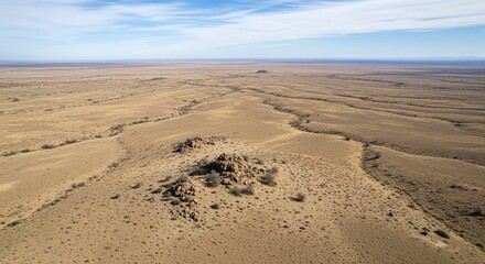 Expansive Desert Landscape Aerial View - Arid Plains and Open Horizons